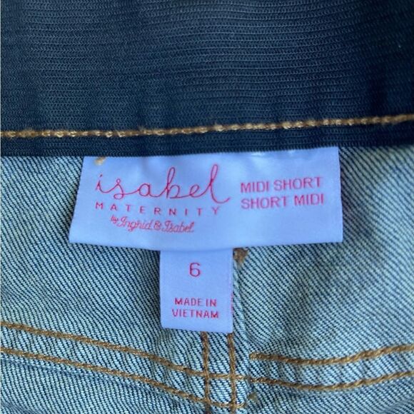 NEW Isabel Maternity Jean Shorts by Ingrid & Isabel Size 6 Elastic Under Belly - Picture 4 of 7